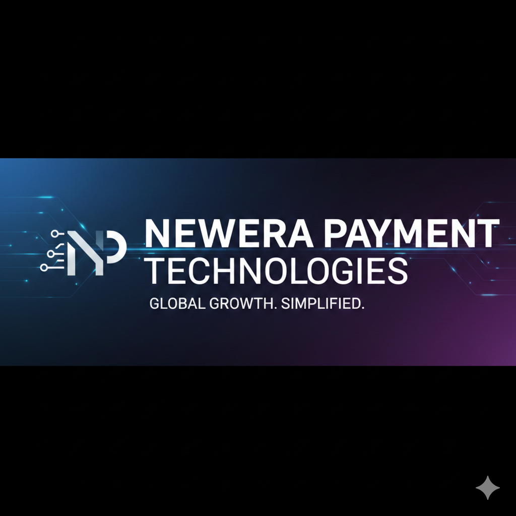 Newera Payment Technologies logo on a dark gradient background with the tagline &ldquo;Global Growth. Simplified.&rdquo;