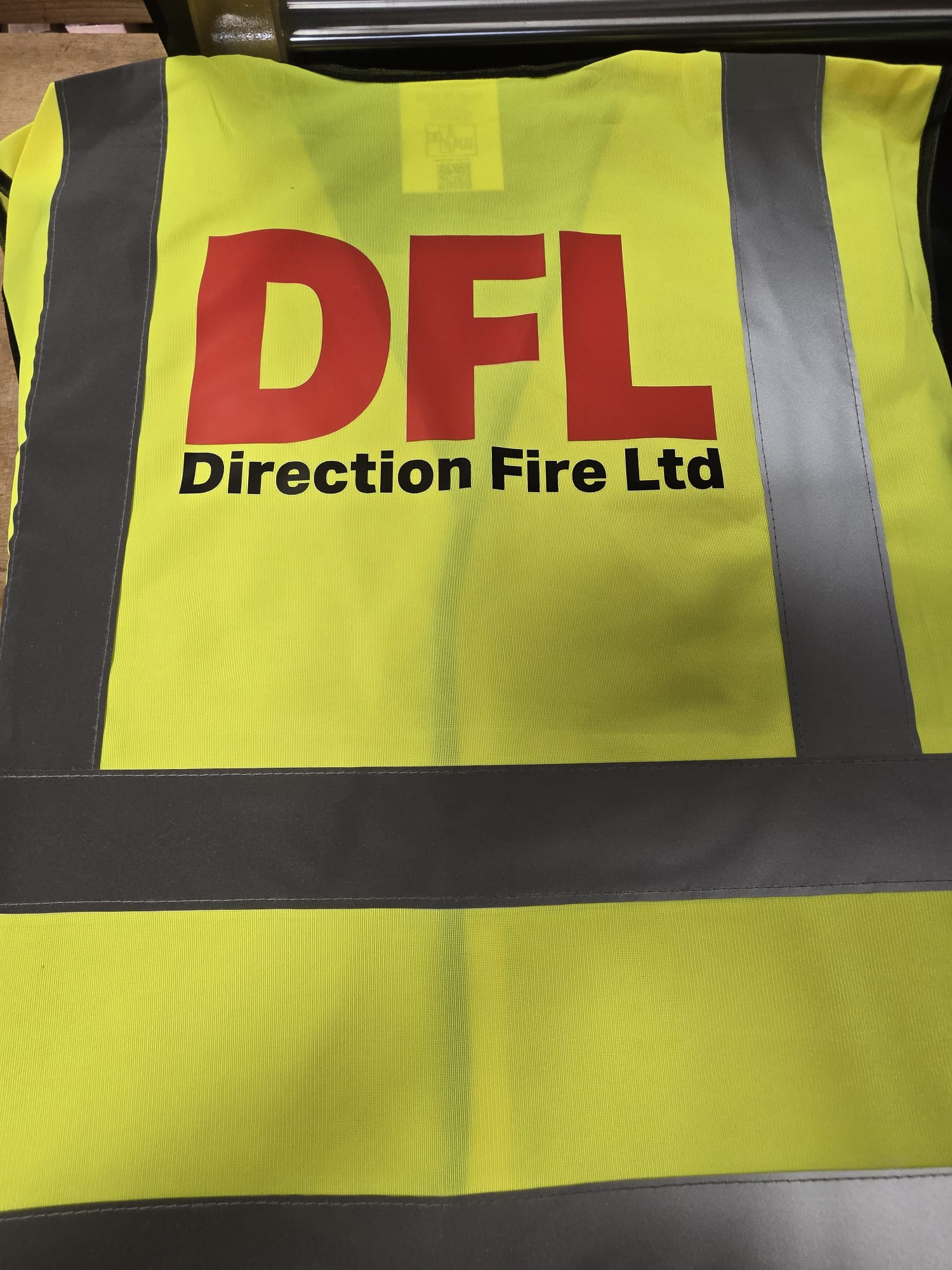 Direction Fire Ltd Hi Vis Vest – large back print example
