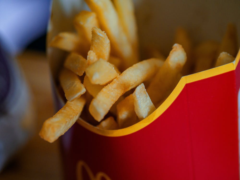 Fries in red carton